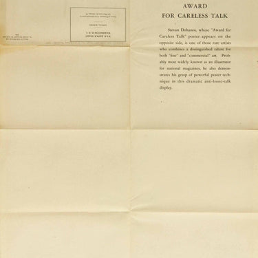 Award For Careless Talk WWII Dohanos