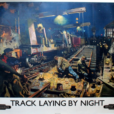 Track Laying By Night Cuneo British Railways