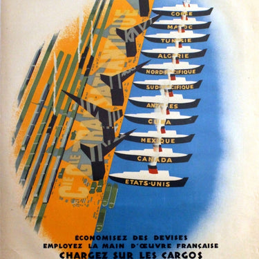 French Line Transatlantique Cargo Ships Art Deco