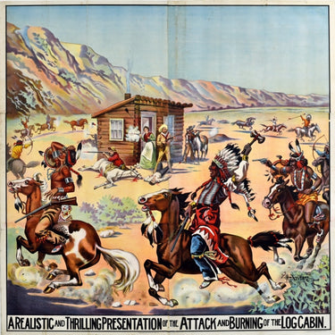 Log Cabin Wild West USA Cowboys American Indians