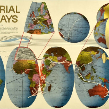 Imperial Airways Planisphere Route Map