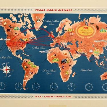 TWA Route Map Trans World Airlines