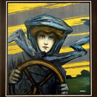 Lady Driver Automobile Kossuth Art Nouveau