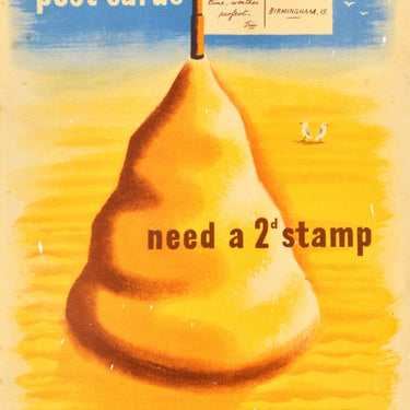 Post Cards Need A 2d Stamp GPO Beach