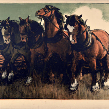 Plough Scene Horses EMB Gerald Spencer Pryse