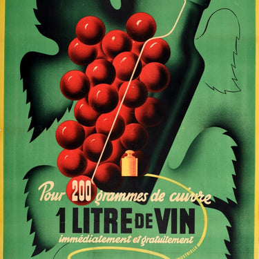 French Wine Copper Recycling Vin WWII