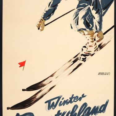 Winter in Germany Skier Art Deco