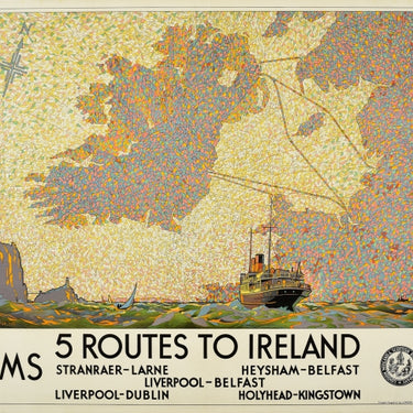 5 Routes to Ireland LMS Railway Ferry Map