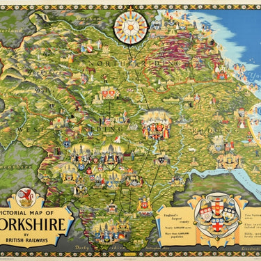 Pictorial Map of Yorkshire British Railways