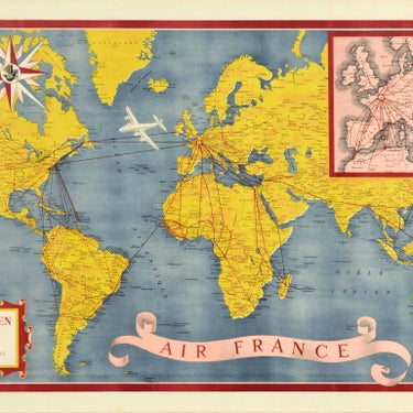 Air France World Map Postal Network