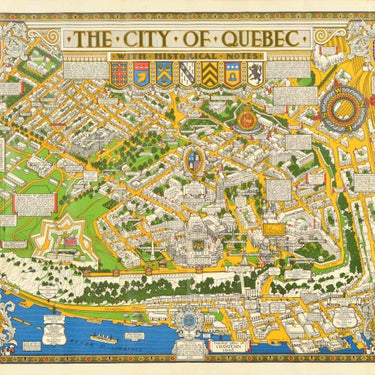 Quebec Map With Historical Notes Canada