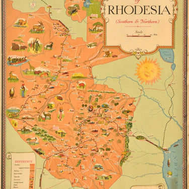 Rhodesia Pictorial Map Africa Zimbabwe