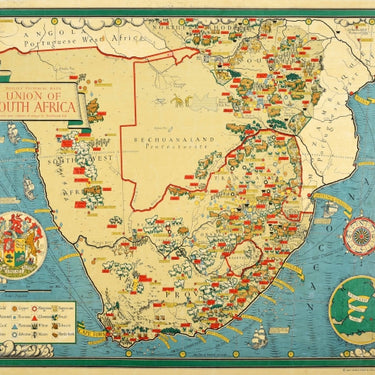 Union Of South Africa Illustrated Map MacDonald Gill