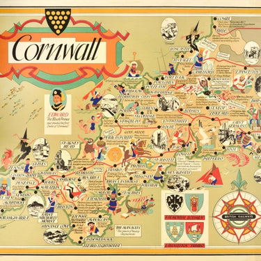 Cornwall British Railways Pictorial Map