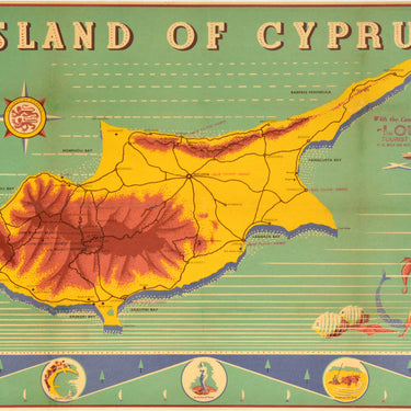 Island Of Cyprus Illustrated Map