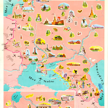 Intourist Tourism Map Carte Touristique USSR
