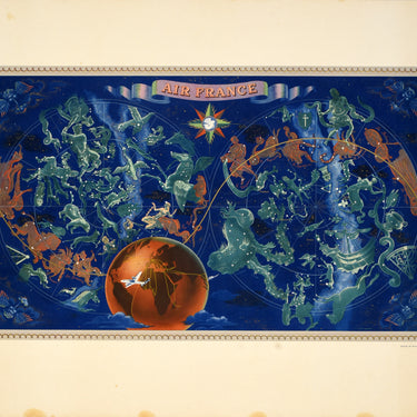 Air France Zodiac Celestial Planisphere Lucien Boucher