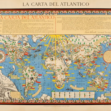 Time and Tide Map of the Atlantic Charter WWII MacDonald Gill