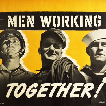 Men Working Together USA WWII Home Front