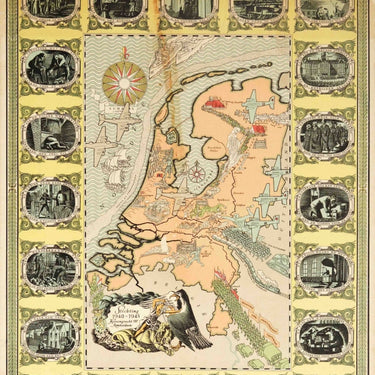 Netherlands In Wartime WWII Illustrated Map