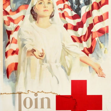 Red Cross Join WWI American Flag