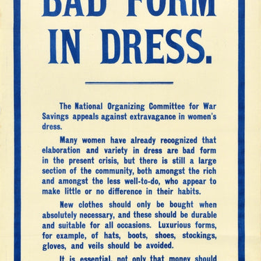 Bad Form In Dress War Savings WWI