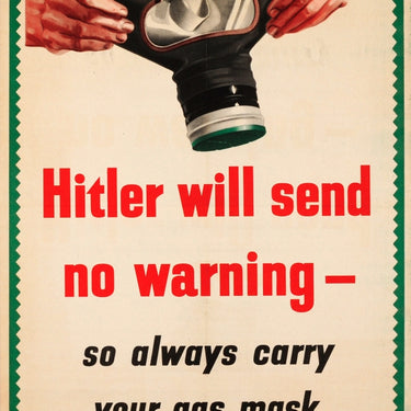 Hitler Warning Gas Mask WWII