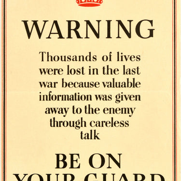 Warning Be On Your Guard WWII